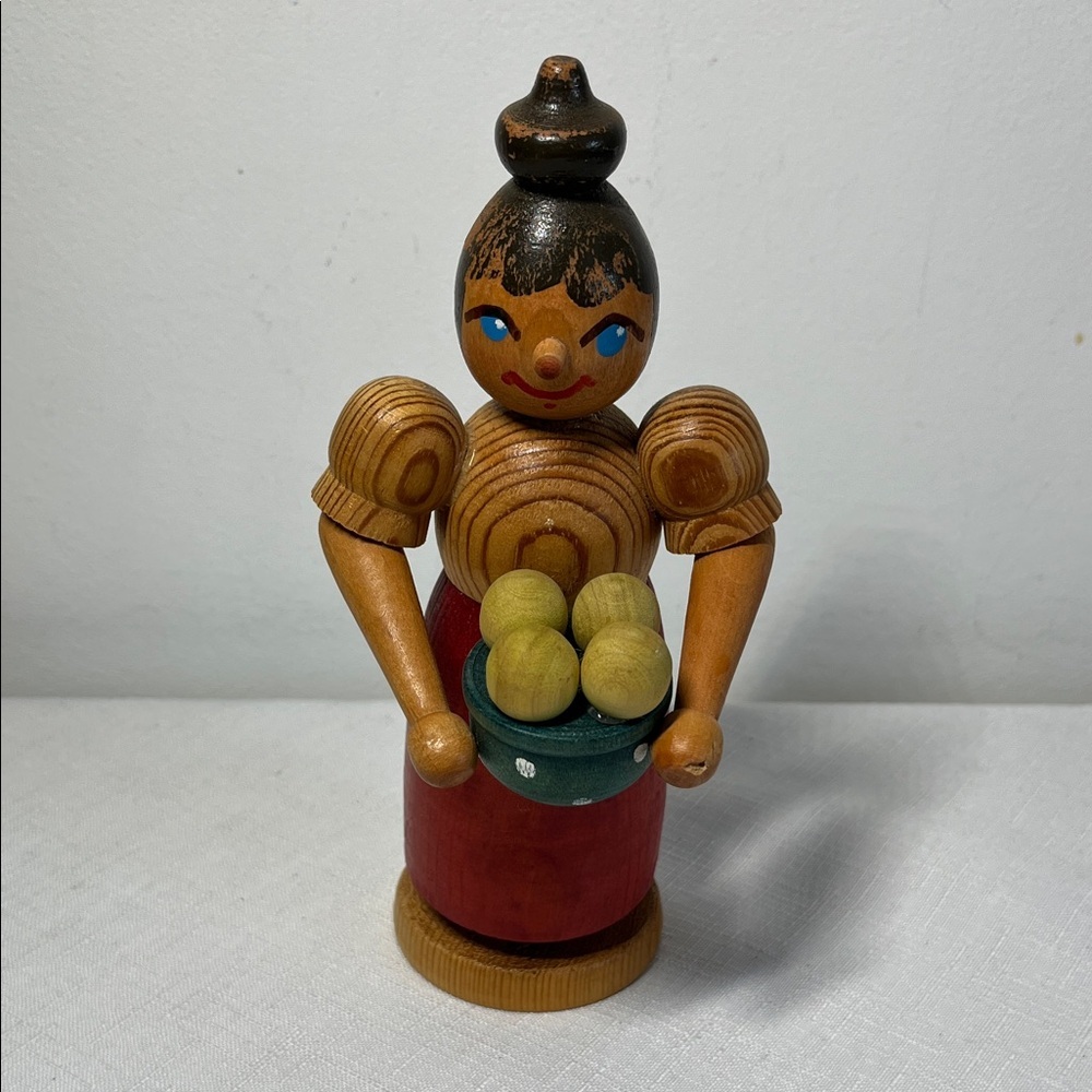 vintage German incense smoker, lady with dumplings. Made in Germany